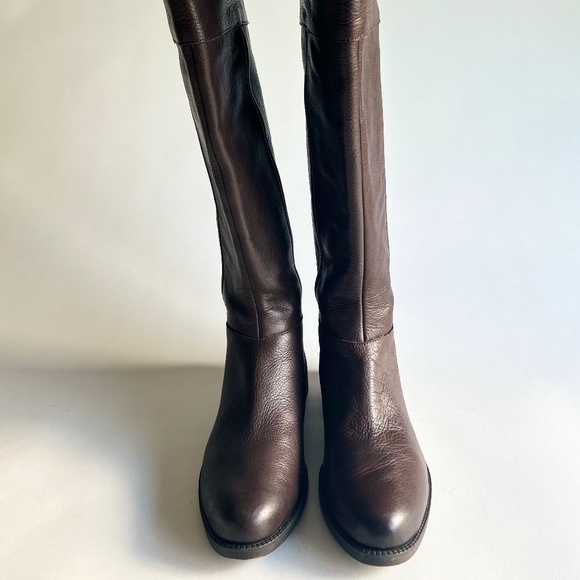 Franco Sarto Chocolate Brown Genuine Leather Knee High Boots size 9 - Picture 3 of 16